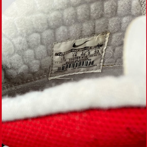 NIKE Alpha Talon Elite 3/4 Mid TD White Red Football Cleats Men's S:15 Pre-Owned - Picture 10 of 10